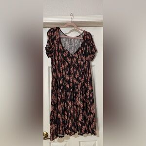 Torrid Black and Red Patterned Midi Dress